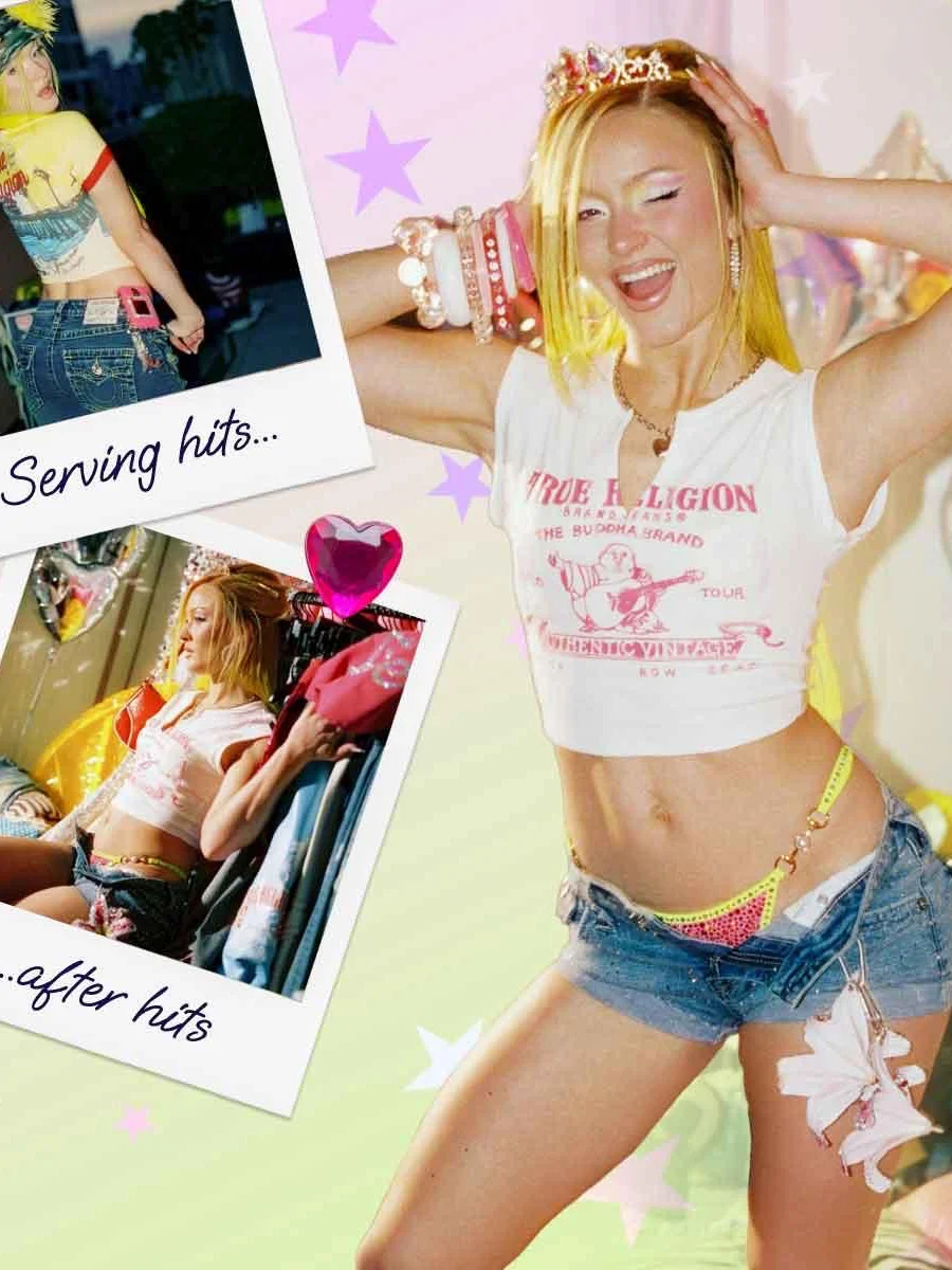True Religion, Zara Larsson, тру релиджн, зара ларссон, Y2K, нулевые, одежда в стиле нулевых