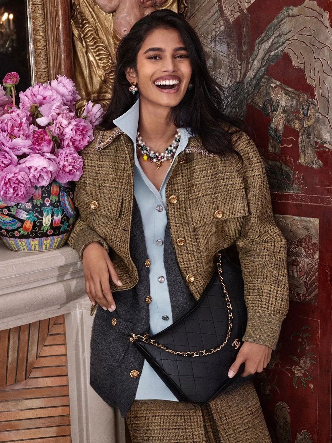 шанель, Chanel, осень-зима 2026, кампейн, Бхавита Мандава, Аденг Мариал, Нур Хан, Авар Одианг, новинки, flap bag