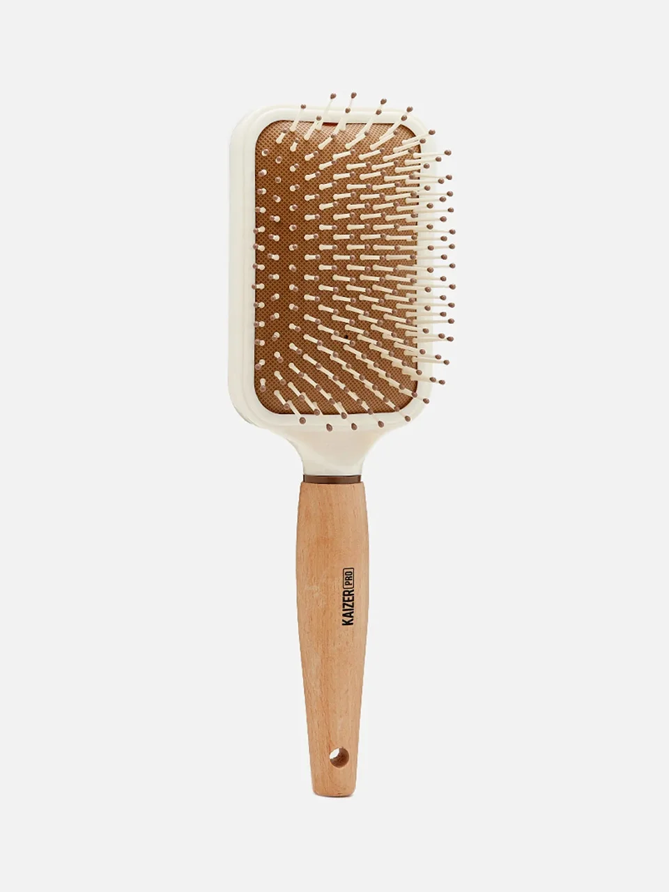 Массажная расческа для волос Cream Wooden Handle, Kaizer Professional