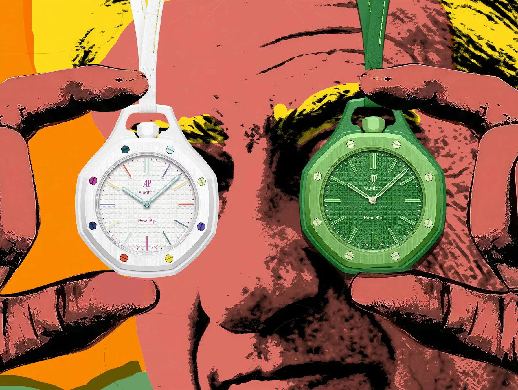 Поп-арт, биокерамика и 90 часов хода: Audemars Piguet и Swatch выпустили карманные часы