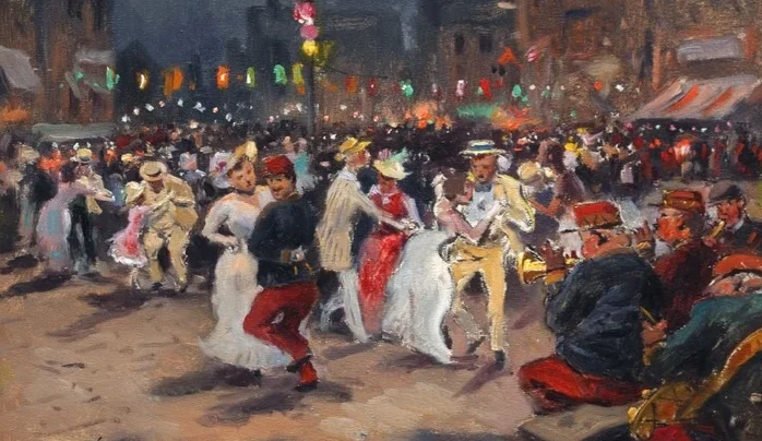 В. Маковский, «Народное гуляниие в честь дня взятия Бастилии». 1909