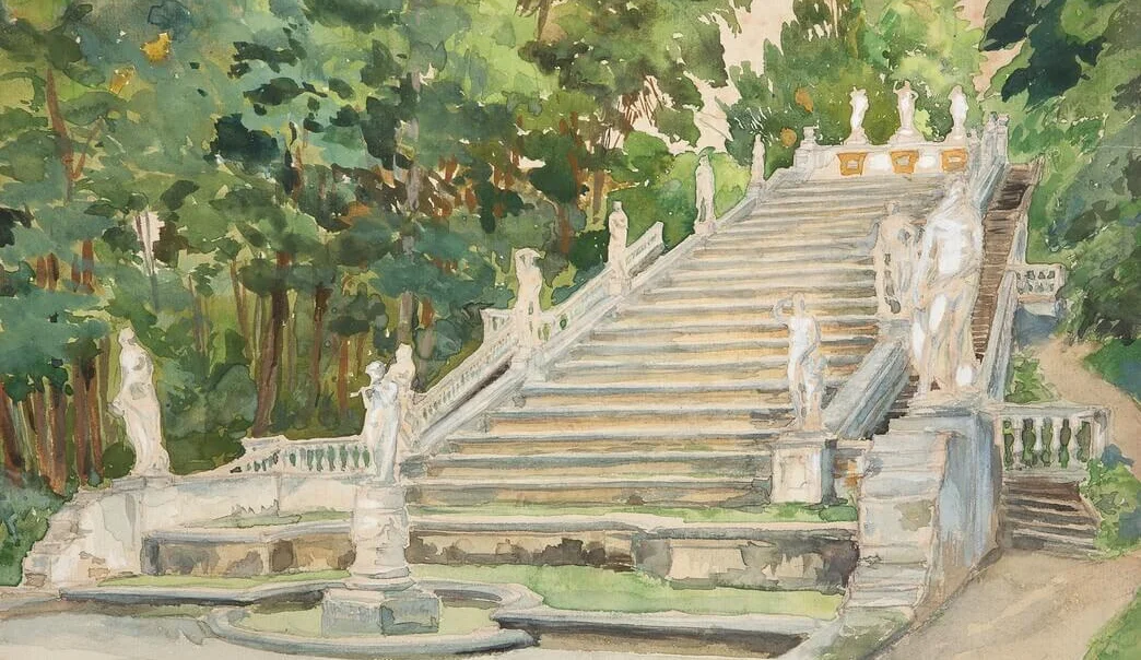 Николай Евгеньевич Лансере. «Каскад „Золотая гора“ в Петергофе», 1929 год